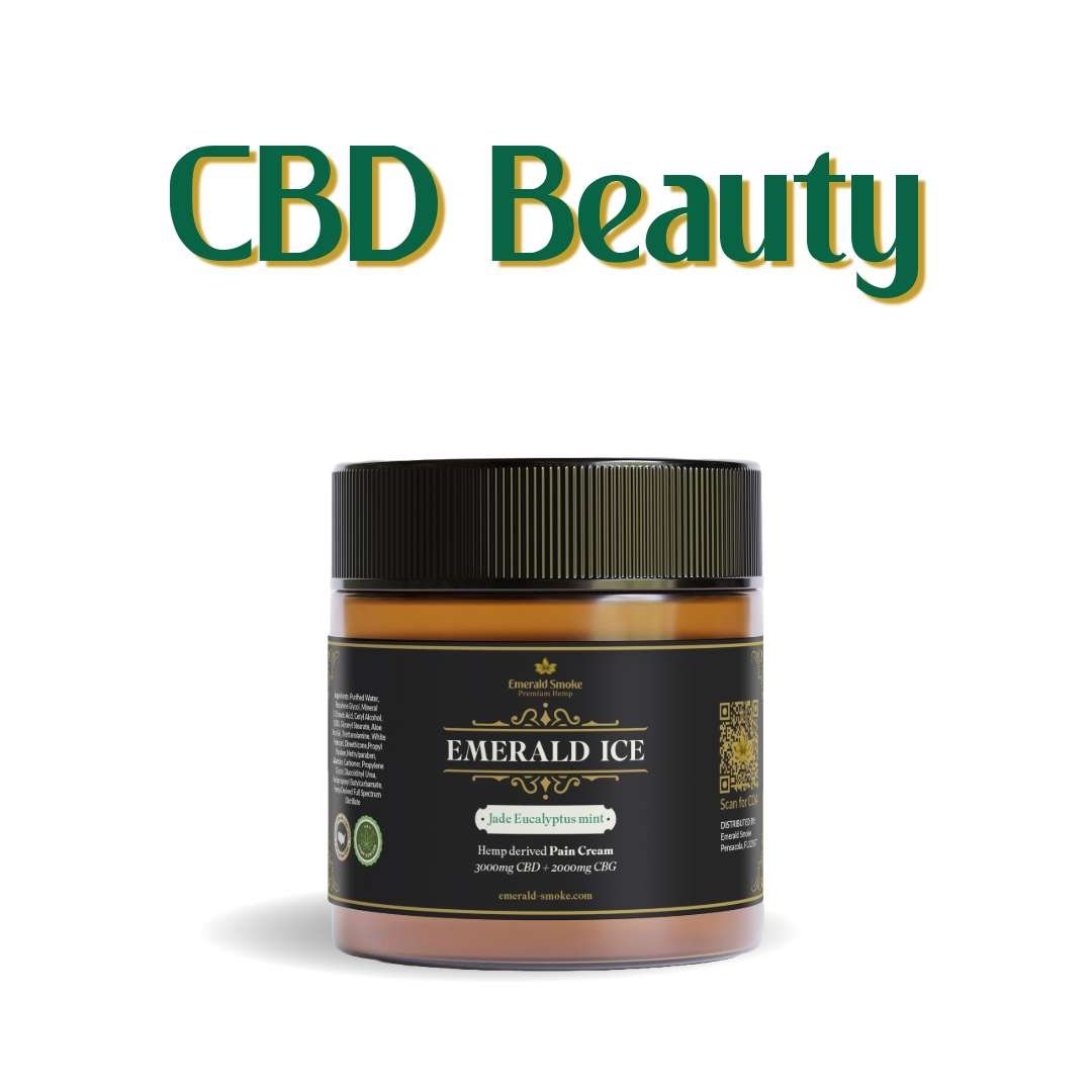 a bottle of cbd pain cream from emerald smoke premium hemp derived products