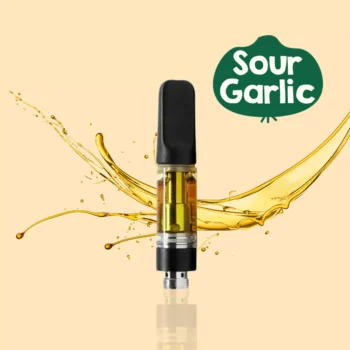 A vape cart of THCa strain sour garlic potent and pure cheap thca carts