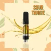 A vape cart of THCa strain sour tangie potent and pure cheap thca carts
