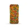 a close up of a fruity cereal bar infused with hemp extract